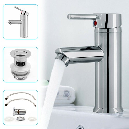Modern Waterfall Bathroom Tap Basin Sink Mono Mixer Chrome Cloakroom + Waste - Picture 4 of 12