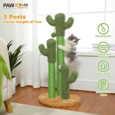 PAWZ Road Cactus Cat Scratching Post Sisal Scratcher with 3 Scratching Poles 35"