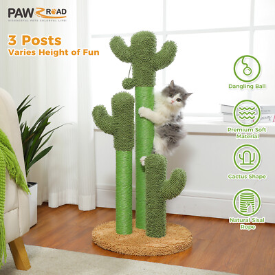 PAWZ Road Cactus Cat Scratching Post Sisal Scratcher with 3 Scratching Poles 35''