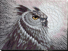 Owl Garnet totem Bead Embroidery Kit   DIY Beaded Home Decor Wall Art