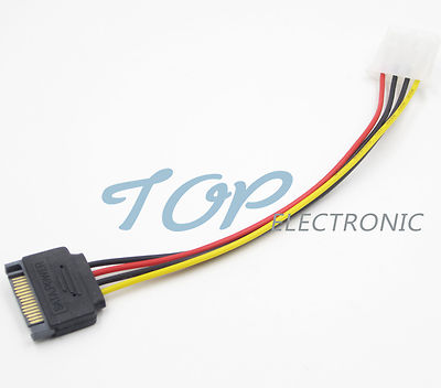5PCS SATA 15-pin Male Power Cable to Molex IDE 4-pin Female Power Drive Adapter