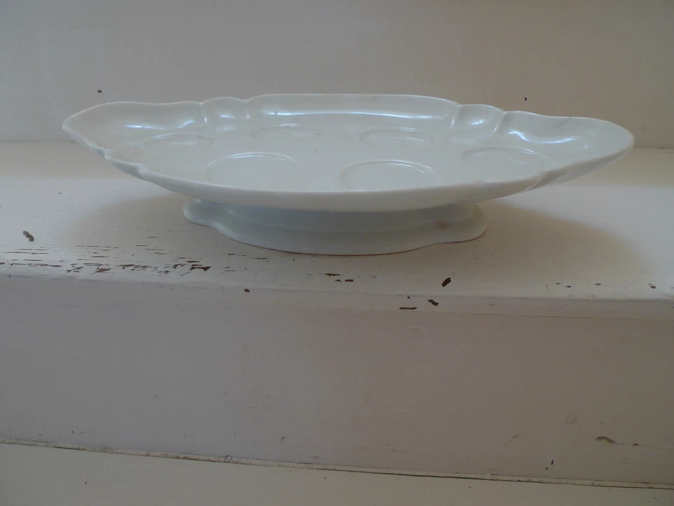 PRESENTOIR SERVITEUR ANCIEN POUR 6 CREMIERS POTS A CREME SUR PIED PORCELAINE - Photo 4/4