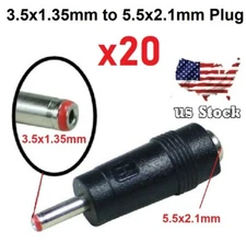 20x DC Power 3.5x1.35mm Male to 5.5x2.1mm Female Jack Adapter Connectors US