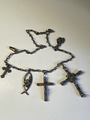 VTG Four Crucifix Pendant Necklace