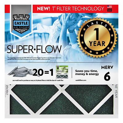 Castle Filters, One-Year HVAC Furnace Filter, MERV 6, 20'' x 20  x 1 