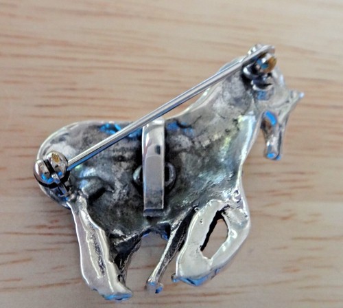 Sterling Silber 25x35mm schwer 12 Gramm Pferd Stute Fohlen Hengstnadel & Anhänger - Bild 5 von 7