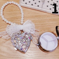 Diamond Pill Box Crystal Rhinestone Shiny Portable Travel Case No Bow Chain Chic