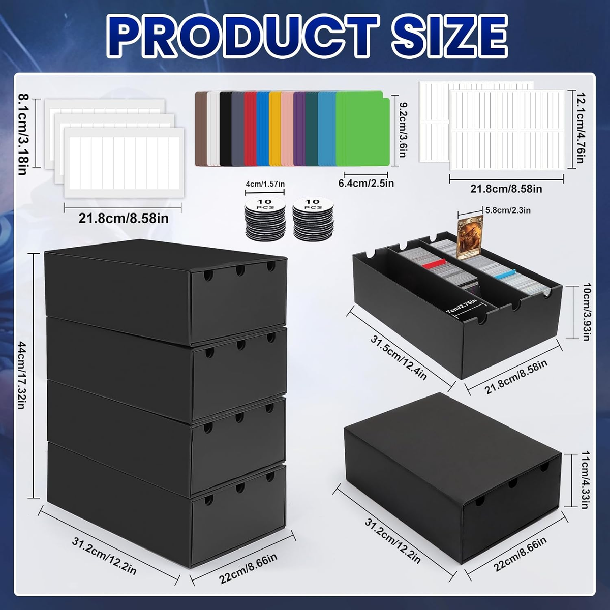 Trading Card Storage Box,18000+ Cardboard Storage Box with 60