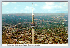Vintage Postcard Toronto Canada Aerial View CN Tower