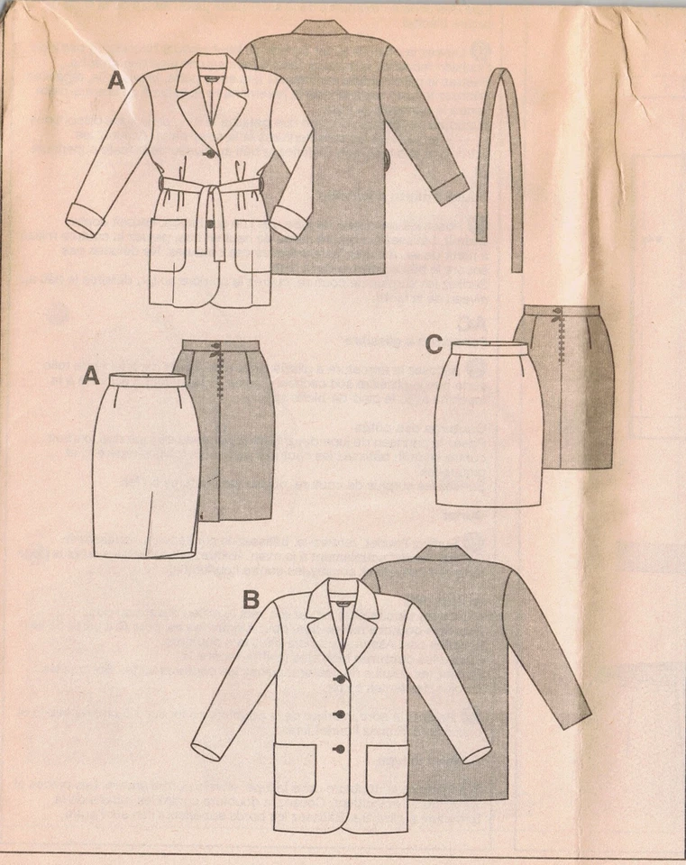 Uncut Burda Pattern 3337 Womens Suit 10-20 Straight Skirt Long Safari Jacket FF - Image 4 of 4