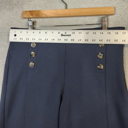 Ann Taylor The Kate Sailor Pants Women's 12 Navy Blue Button Front Wide Leg Crop - Picture 11 of 16