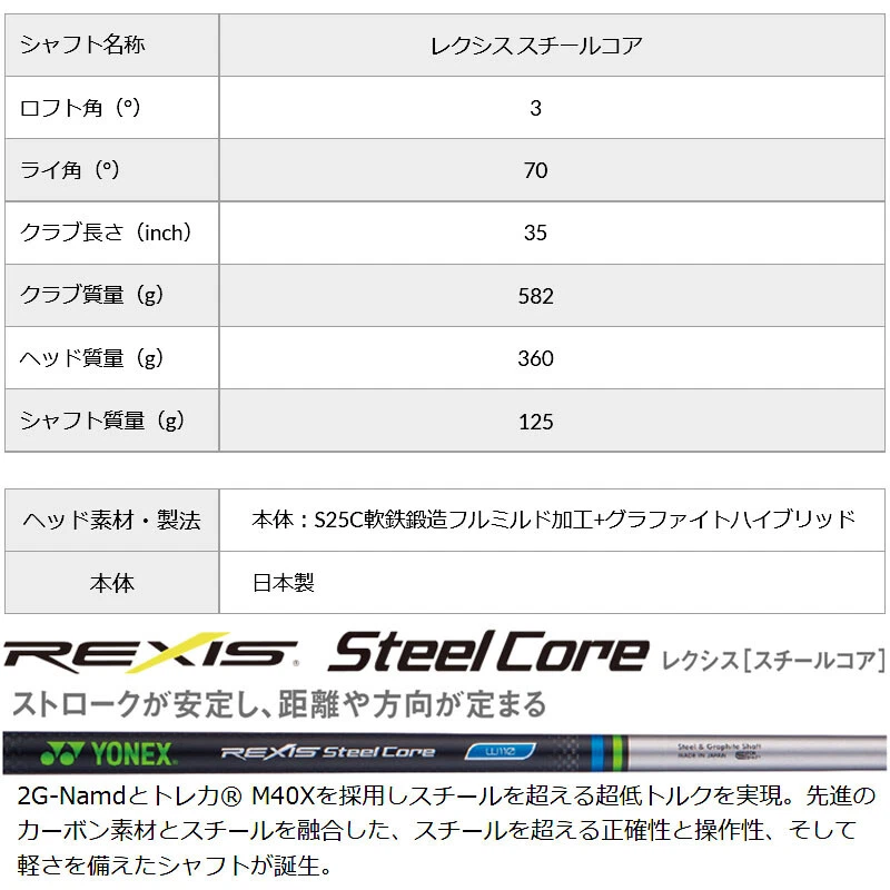 YONEX Golf Japan EZONE P-02 Putter REXIS Steel Core Mallet type 3 deg 35 - Image 3 of 4