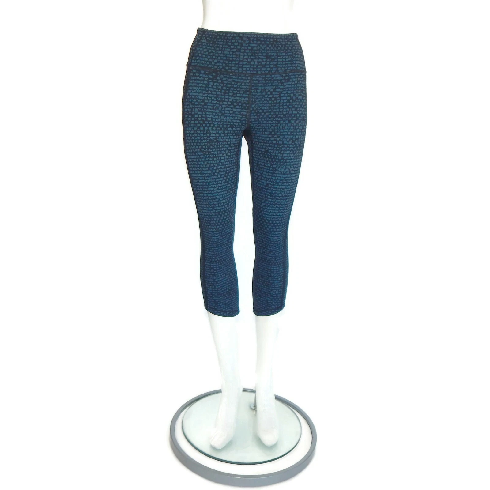 LULULEMON Deep Breath Crops 21" Alberta Lake Teal Shatter Weave Desert sz 6 /926