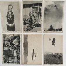 6PC US AVIATOR ART SMITH VISIT JAPAN 1916 AVIATION CURTIS AIRPLANE AIRCRAFT
