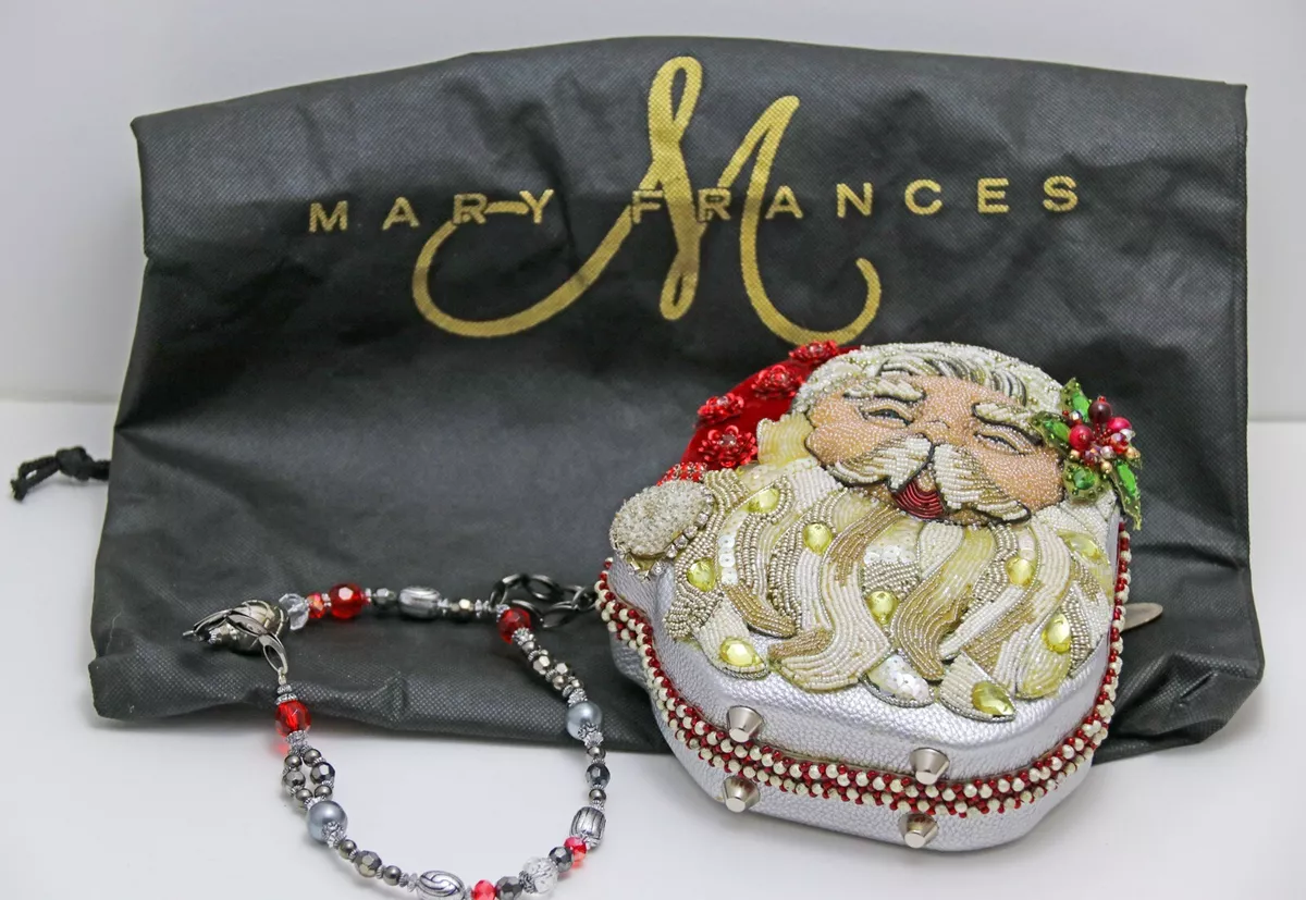 Mary Frances Ho Ho Ho Beaded Jeweled Santa Claus Christmas Holiday
