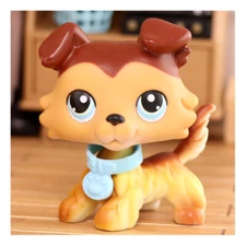 Lovely Pet Shop LPS #58 Brown Collie Blue Eyes Paw Down with Collar  Rare