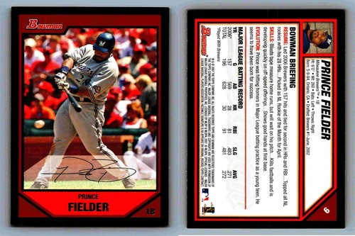 Prince Fielder Milwaukee Brewers Bowman Rookie Card 2006 Baseball Memorabilia