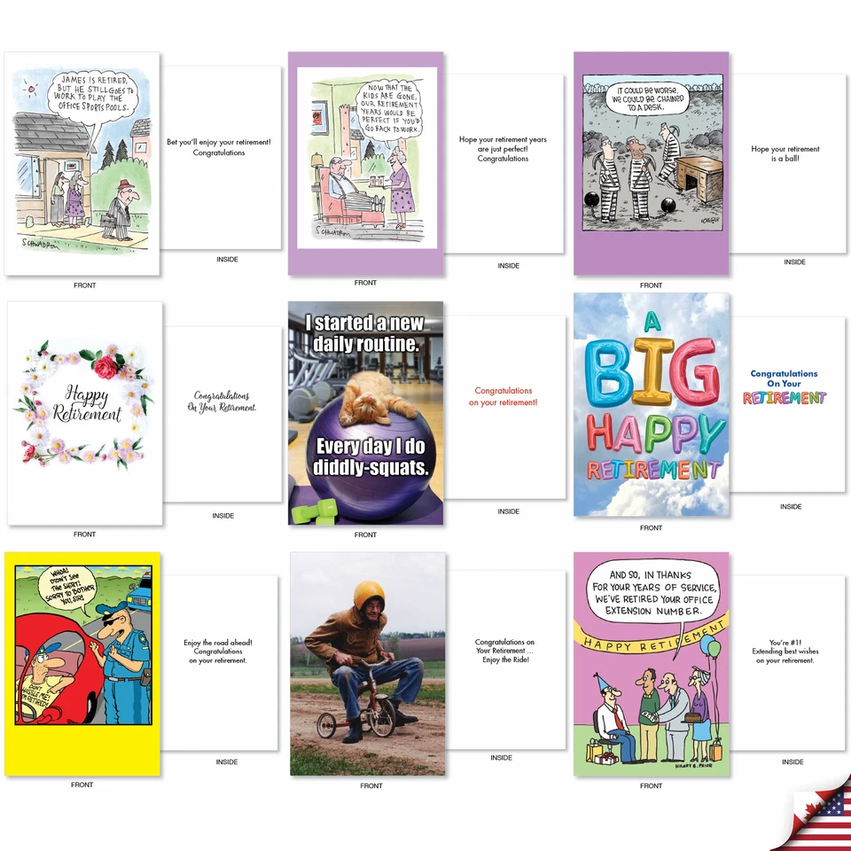 Juego de 36 tarjetas de felicitación divertidas para la jubilación Asst'd con 5x7" Env. - Hora de retirarse Foto 4 de 4