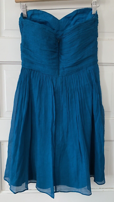 J Crew Strapless Silk Arabelle Dress 2 Teal Blue Prom Bridesmaid Party  Ruched XS | eBay