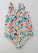 Roxy Girls Swim Vintage Tropical One Piece Swimsuit Tropical Parrots Sz 4 - NWT