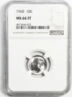 1960 10c Roosevelt Silver Dime NGC MS66 FT Philadelphia Uncirculated