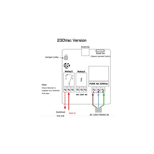 Radiocomando wireless remoto 1 CH 200M, 868MHz, 230 VAC SYSTEM - Imagen 2 de 2