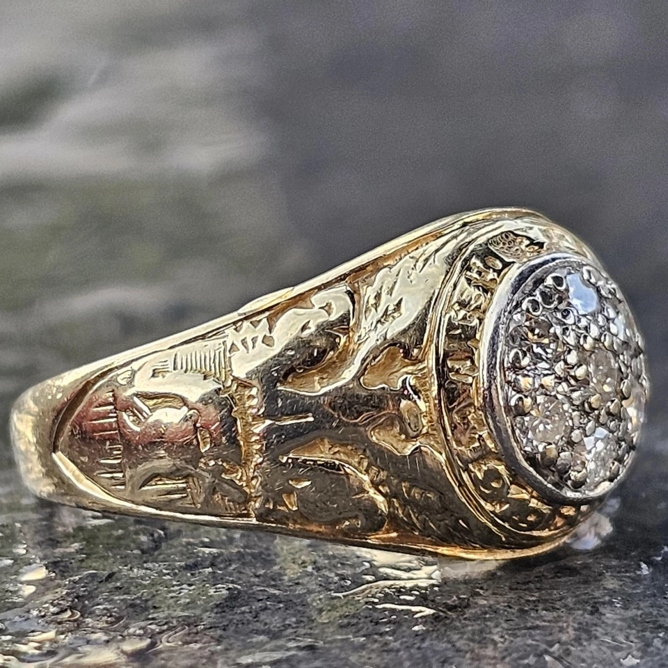 USMA Military West Point Diamond Signet Ring Bailey Banks Biddle 14k 7.5g sz 6.5 - Image 3 of 4