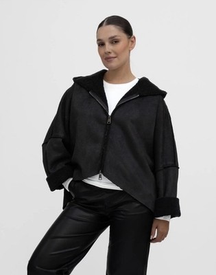 LA HAINE INSIDE US, COZY FAUX FUR BOMBER JACKET Made In Italy NWT M/L