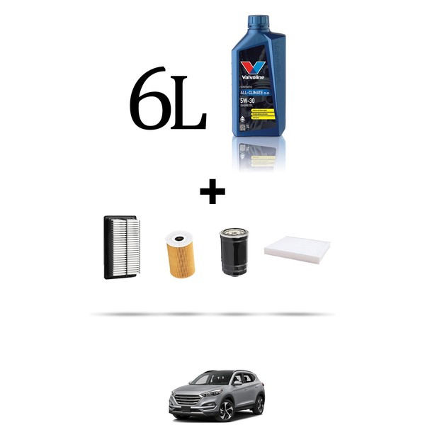 Hoffcar Wartungskit 4 Filter Und 6L ÖL FüR Hyundai Tucson II 1.7 Crdi 104KW-image