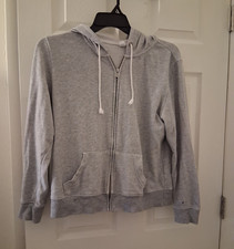 Old Navy Women s L Gray Full Zip Hooded Fleece Cotton Hoodie Logo Solid