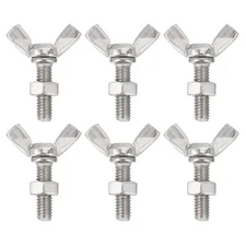 6pcs 304 Stainless Steel M6-1x20mm Wing Butterfly Screws Bolts with 6pcs Nuts