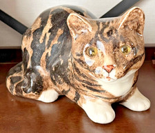 Vintage Large Winstanley Tabby Cat Glass Eyes Signed Lying Size 5 29cm Excellent