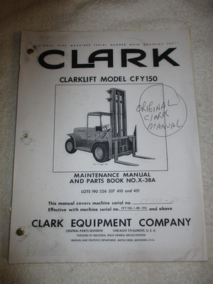 #ad CLARK USED SHOP RARE CFY150 SPN MANUAL Has CLARK PART NUMBERS $74.99