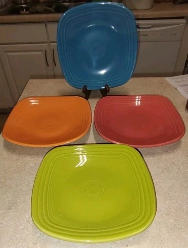 Fiesta 9-1/8-Inch Square Luncheon Plate Set of 4 Multi color