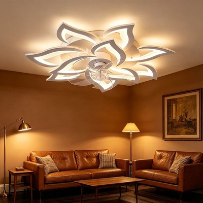 Bedroom Quiet 81cm Decorative Flower LED Ceiling Fan Light with Wireless Remote