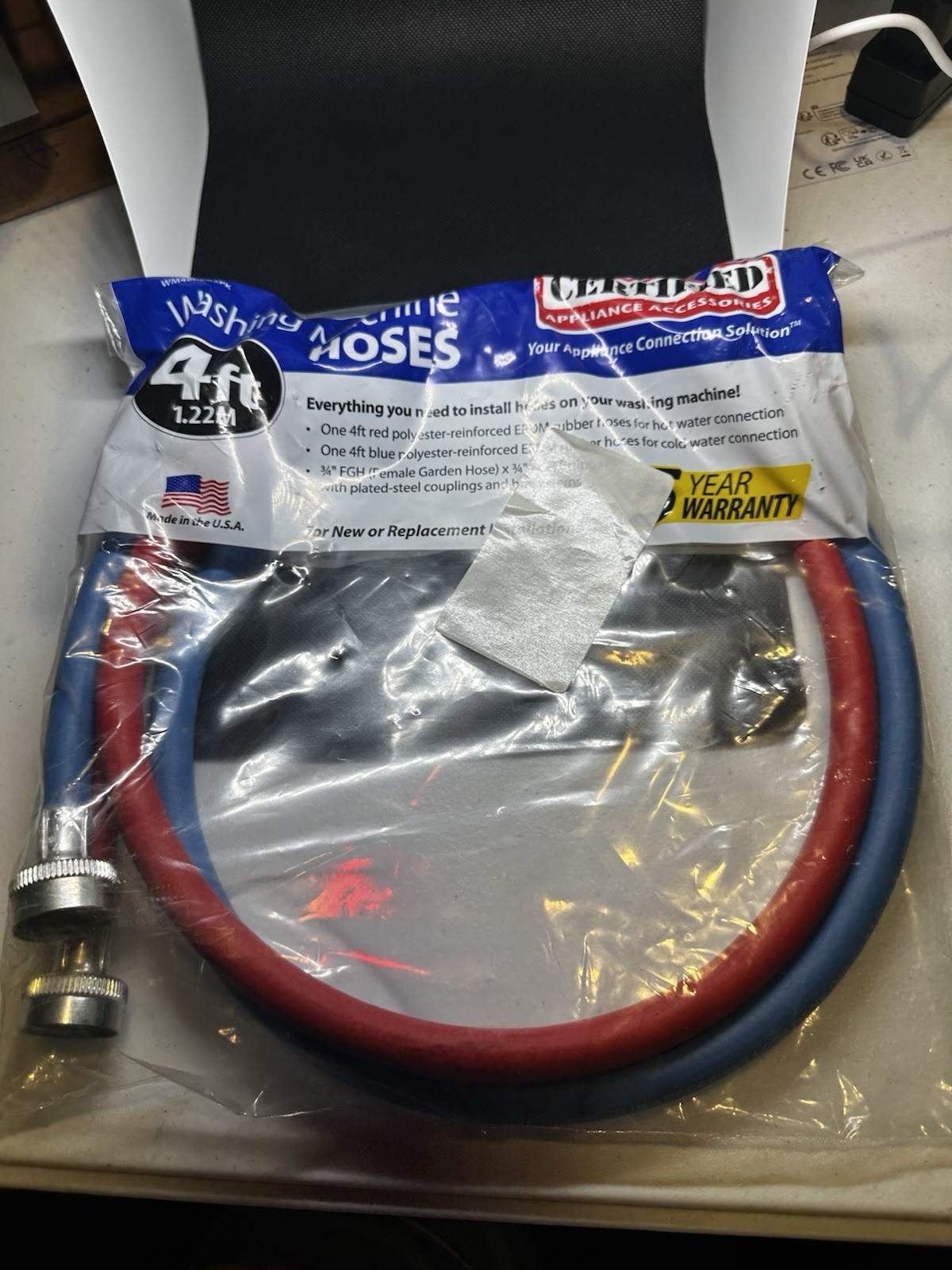 Certified Washing Machine Water Supply Hoses 48-Inch 2-Pack WM48RBR2PK