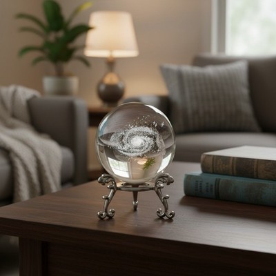 2.36Inch/60MM Engraved 3D Galaxy Ball Paperweight Crystal Display Globe Full ...