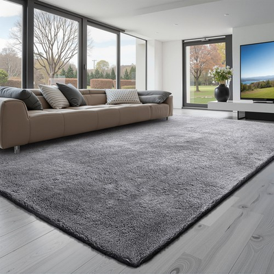 #ad VEVOR Indoor Plush Area Rug 8 x 10ft Grey Plush Carpet for Living Room Bedroom $55.29