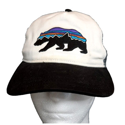 Patagonia Fitz Roy Bear Mesh Trucker Snapback Hat One Size Black White Gray 