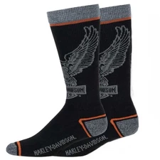 Harley Davidson Socks, Men’s Large, 2 Pair NEW! Made In USA Black HD Eagle