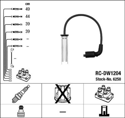 Zündleitungssatz NGK 6258 für U100 DAEWOO REZZO