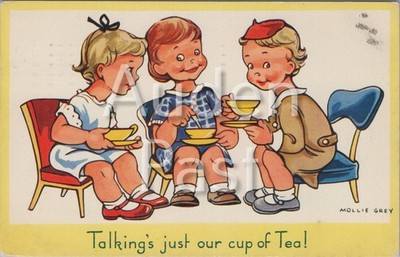 Talking's Just Our Cup Of Tea Mollie Grey Kinder Comic Postkarte