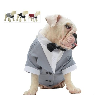 Lovelonglong Bulldog Costume Dog Suit Formal Tuxedo with Black Bow Tie Weddin...