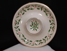 Lenox Holiday 12" Chip and Dip One pc. Plate~ Holly Berry