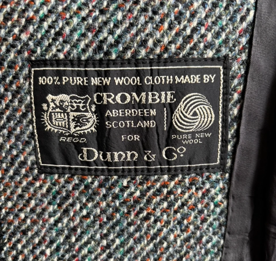 Vintage trench OVER COAT 40 100% pure new wool tweed DUNN&CO CROMBIE cloth - Image 3 of 4