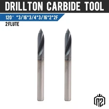 2PCS 2 Flute 3/16"x3/4"x2" 120 Degree Solid Carbide Spot Drill - AlTiN Coated