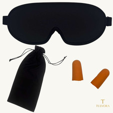 3D Sleep Mask Blackout Eye Mask for Travel, Adjustable, with Earplugs  Pouch