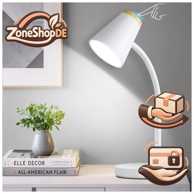 GyroVu Schreibtischlampe, LED Tischlampe Dimmbar Augenschutz, Flexibler Gänsehal