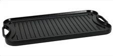 Pre-Seasoned Cast Iron Reversible Rectangular Grill/Griddle, Black