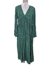 Finery Women's Dress Size 10 Green Mix V-Neck Animal Print Long Sleeve New